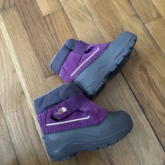 The North Face Toddler Alpenglow II Snow Boots Waterproof Size 8 Purple Leather - Picture 4 of 6
